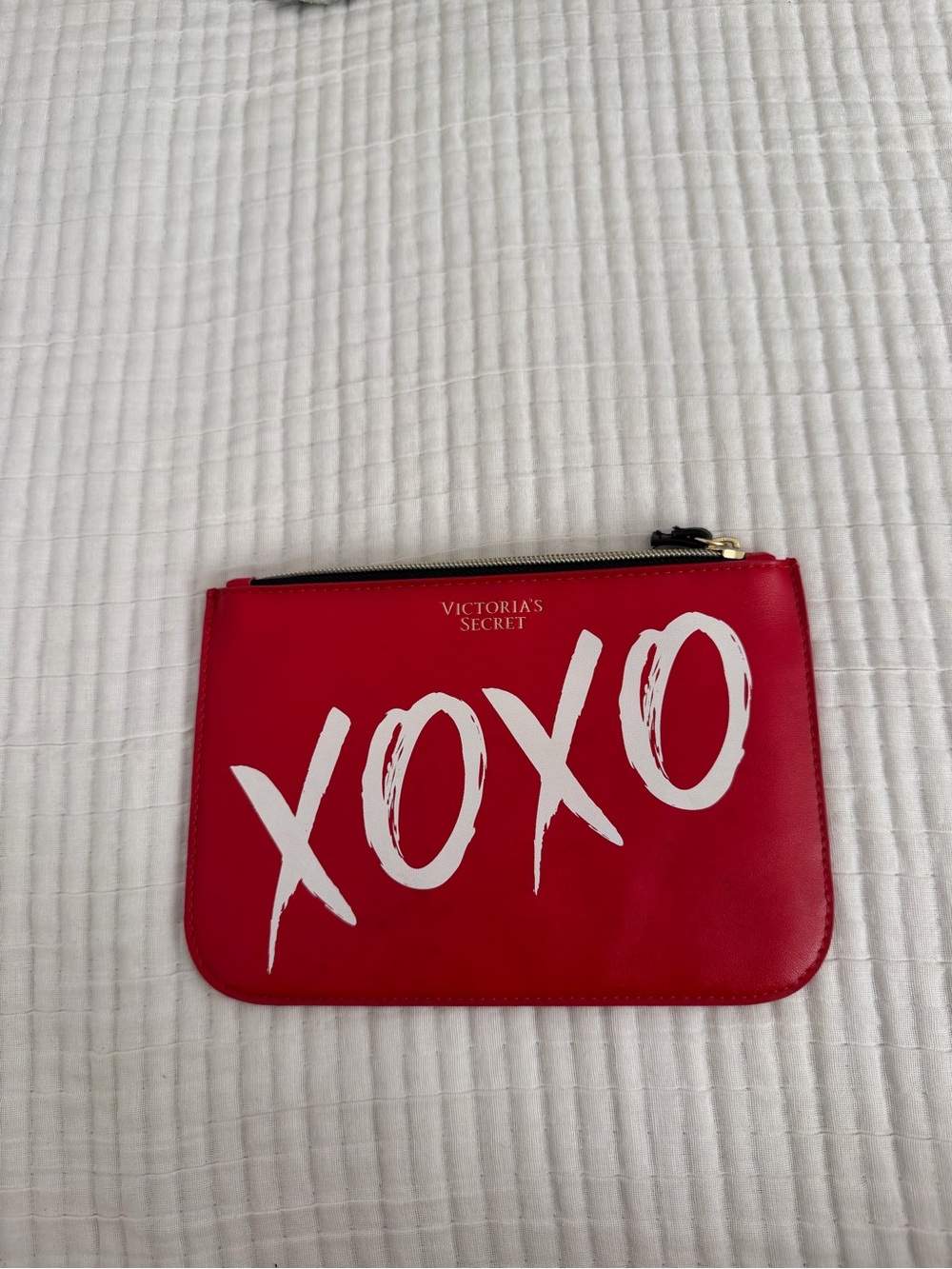 Victoria's Secret Red XOXO Pouch with Gold Zipper